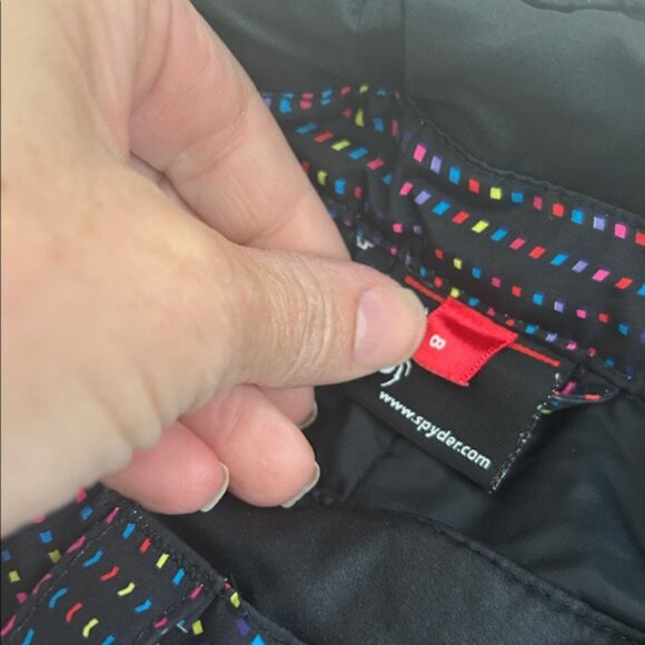 Spyder Girls Black Bright Print Vixen Ski Snow Pants Size 8 - Picture 5 of 7